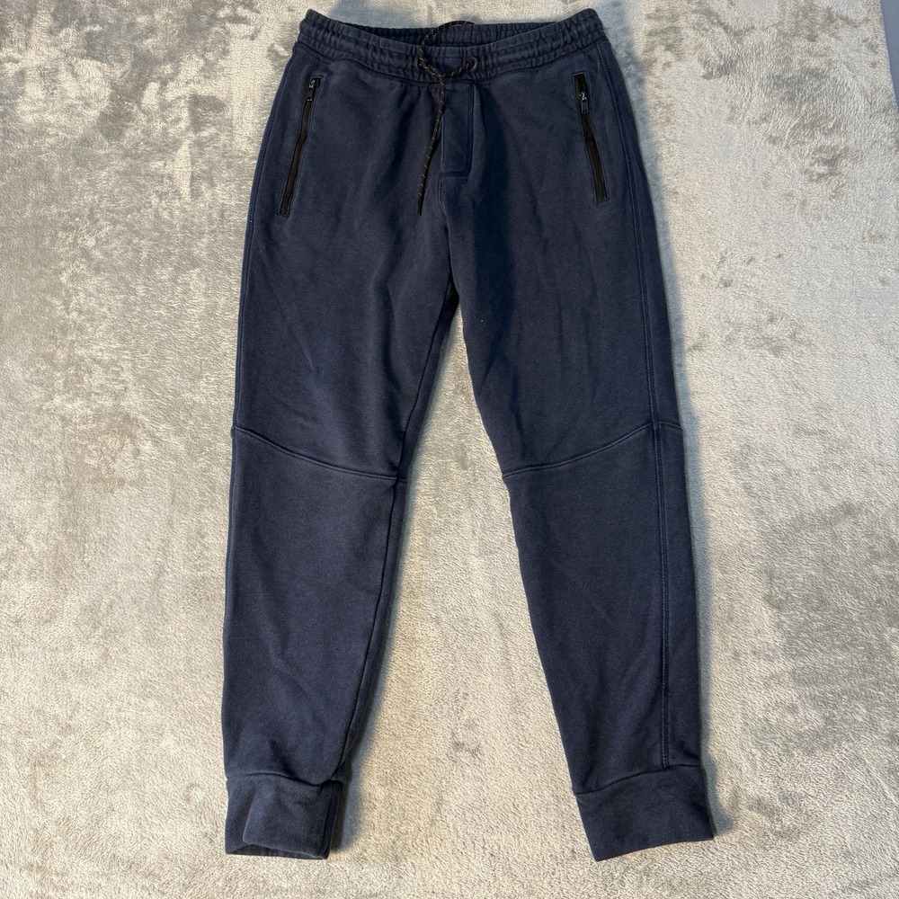 American Eagle Mens Navy Blue Fleece Jogger Sweatpants Zip Pockets Size Medium